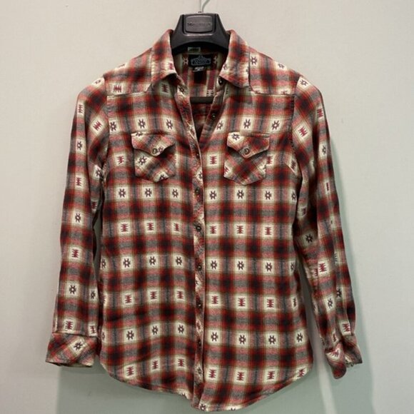 Angie Red Southwestern Plaid Soft Shirt Size medium - Picture 8 of 11